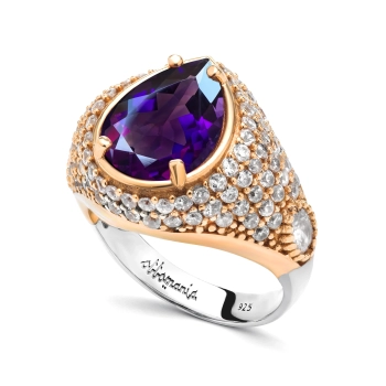 Srebrny pierścionek z ametystem w stylu ottomańskim