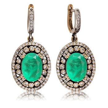 Osmański zielony turmalin Sułtanki Kosem - kolczyki srebrne