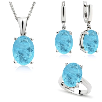 Srebrny komplet z niebieskim turmalinem PARAIBA