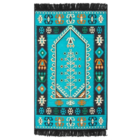 Dywan turecki kilim 120x80 cm - bawełna, turkusowy wzór
