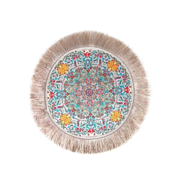 Okrągły dywanik orientalny 30 x 30 cm z wielobarwnym wzorem kwiatowym