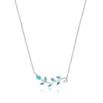 Srebrny naszyjnik z gałązką oliwną z opalem