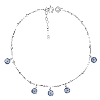 Delikatna srebrna bransoletka na nogę oko proroka