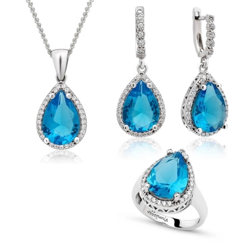 Komplet ze srebra z błękitnym topazem