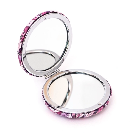 Okrągłe kieszonkowe lusterko w abstrakcyjne roślinne wzory - Zielnik Sułtanki