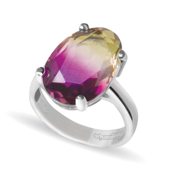 Owalny pierścień srebrny z ametrynem