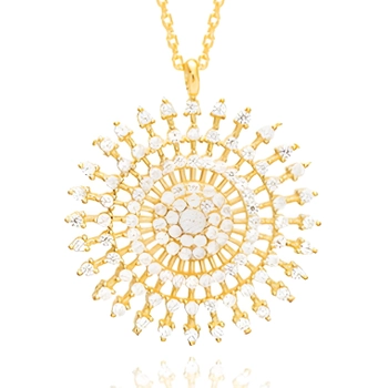 Pozłacany naszyjnik słońce - srebro 925