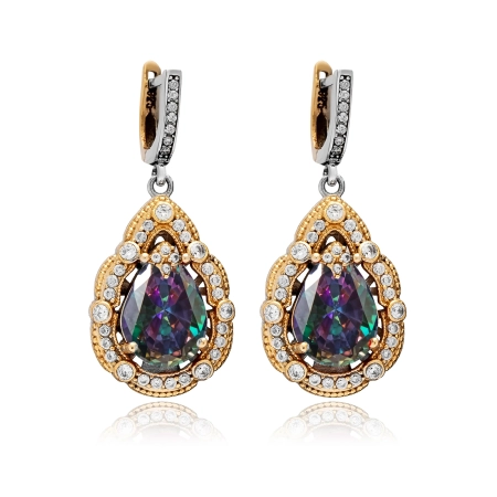 Kolczyki srebrne z mistycznym topazem i cyrkoniami