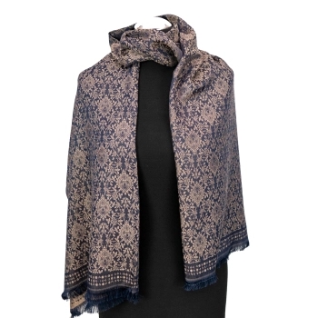 Jedwabny szal - Granatowy Sen Orientu