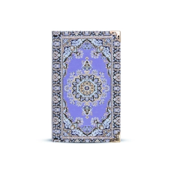 Mały niebieski notes w twardej oprawie z ozdobnej tkaniny 14 x 8,5 cm