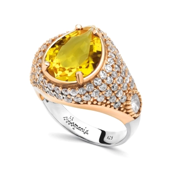 Srebrny pierścionek z cytrynem w stylu ottomańskim