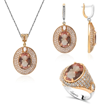 Komplet srebrny z zultanitem w stylu ottomańskim