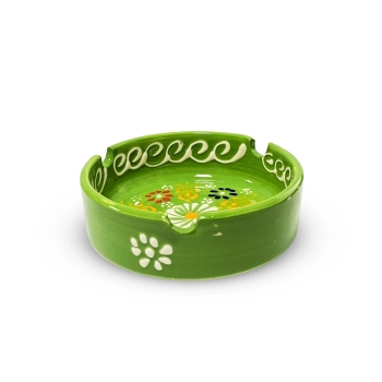 Popielniczka ceramiczna zielona ręcznie malowana