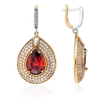 Srebrne kolczyki z granatem w stylu ottomańskim