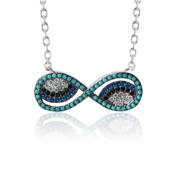 Srebrny naszyjnik nieskończoność z okiem proroka