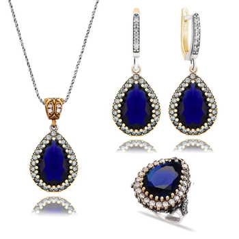 Klasyczny komplet Sułtanki Hurrem z szafirami