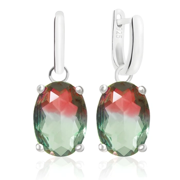 Owalne kolczyki srebrne z turmalinem arbuzowym