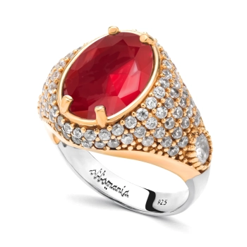 Pierścionek srebrny z rubinem w stylu ottomańskim