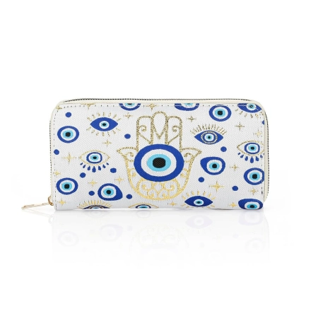 Portfel damski duży, tkana ręka Fatimy, na karty, dwukomorowy