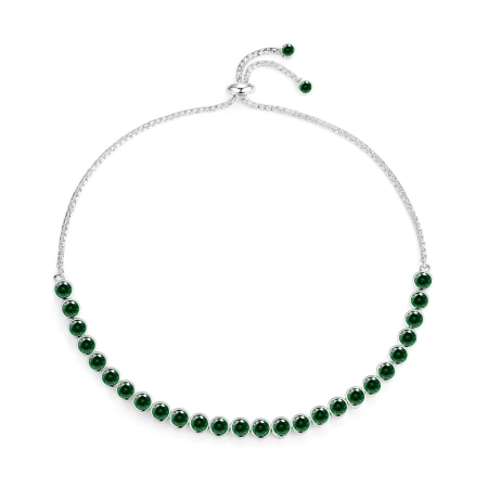 Bransoletka srebrna ze szmaragdami, regulowana, subtelna
