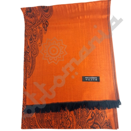 Rudy kaszmirowy szal z osmańskim wzorem