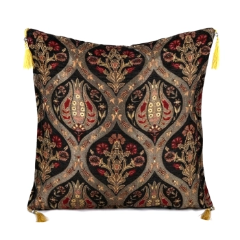 Poszewka czarna z frędzlami 45x45