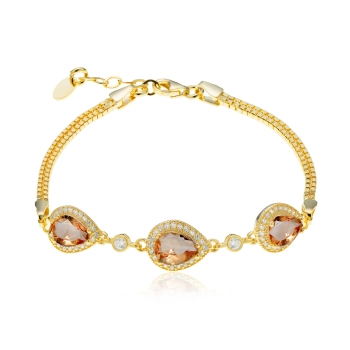 Regulowana bransoletka na rękę z pozłacanego srebra z zultanitem - Złoto Haremu