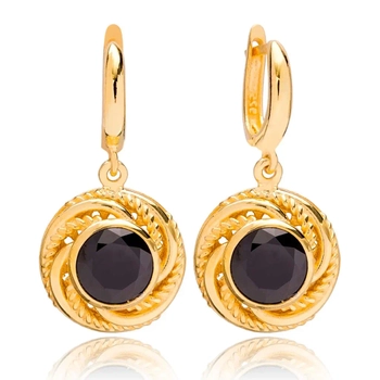 Pozłacane kolczyki ze srebra "wirujący onyks"