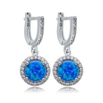 Okrągłe kolczyki srebrne z opalem