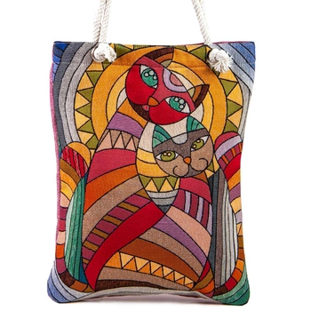 Gobelinowa torba z kocim motywem