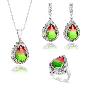 Komplet z turmalinem arbuzowym