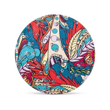 Okrągłe kieszonkowe lusterko w abstrakcyjne roślinne wzory - Mięta i róża z Anatolii