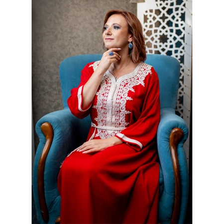 Galabija arabska - Czerwony Kwiat Fezu