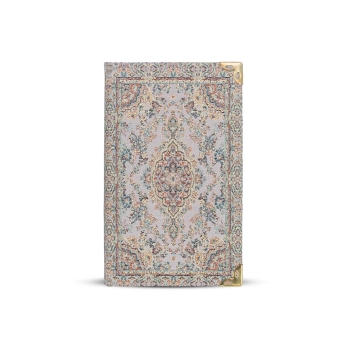 Mały notes w twardej oprawie z ozdobnej tkaniny 14 x 8,5 cm