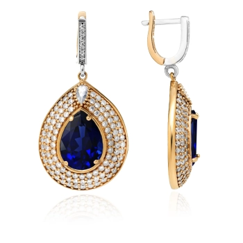 Srebrne kolczyki z szafirem w stylu ottomańskim