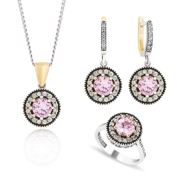 Orientalny komplet z różowym topazem