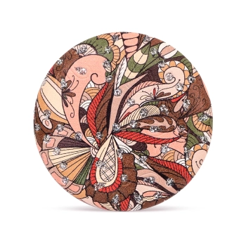 Okrągłe kieszonkowe lusterko w abstrakcyjne roślinne wzory - Zielnik Sułtanki