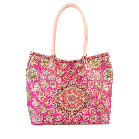 Różowa torebka na ramię - ottomański wzór