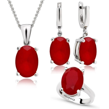 Komplet srebrny z rubinem