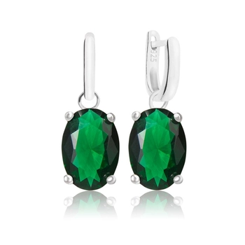 Kolczyki srebrne ze szmaragdem