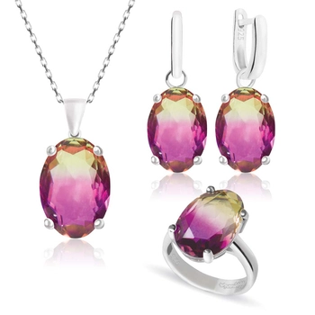 Owalny komplet srebrny z ametrynem