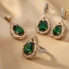 Komplet srebrny ze szmaragdem i cyrkoniami