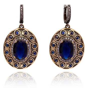 Duże owalne kolczyki z szafirem