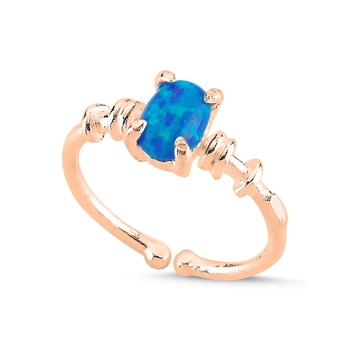 Srebrny pierścionek z owalnym opalem - regulowany