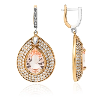 Srebrne kolczyki z morganitem w stylu ottomańskim