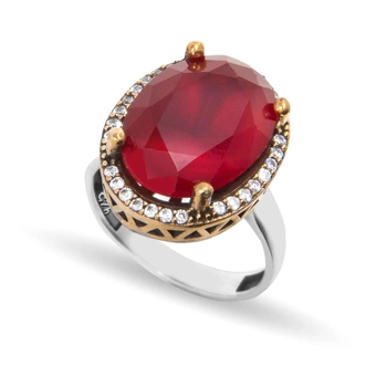 Pierścionek ze srebra z rubinem