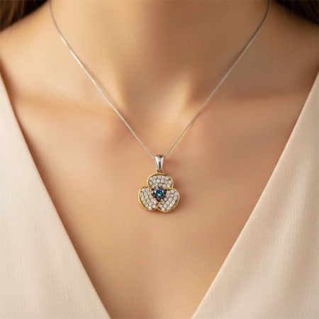 Naszyjnik srebrny z mistycznym topazem i cyrkoniami