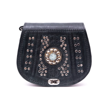 Marokańska skórzana torebka - Grafitowe Sny Maroka