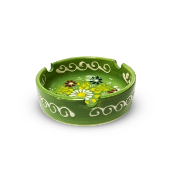 Popielniczka ceramiczna zielona hand made, turecki motyw kwiatowy