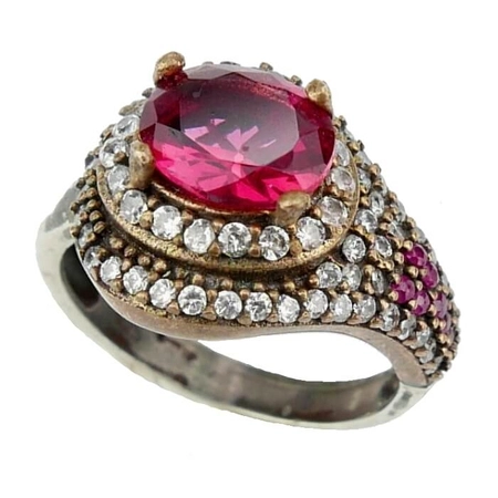 Srebrny pierścionek z topazem różowym